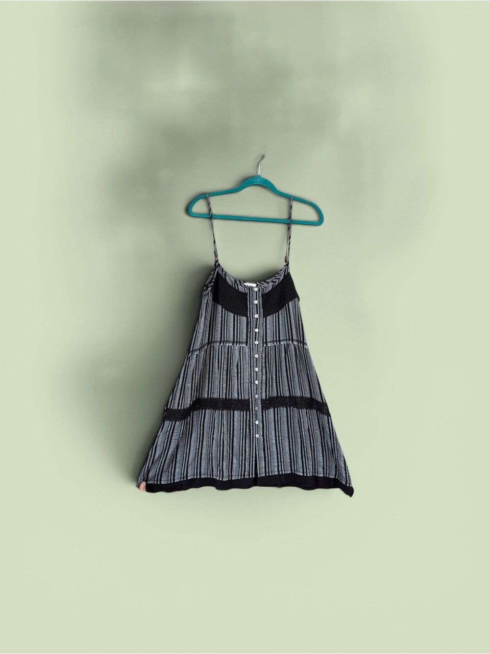 Striped Black and White Button-Front Spaghetti Strap Dress